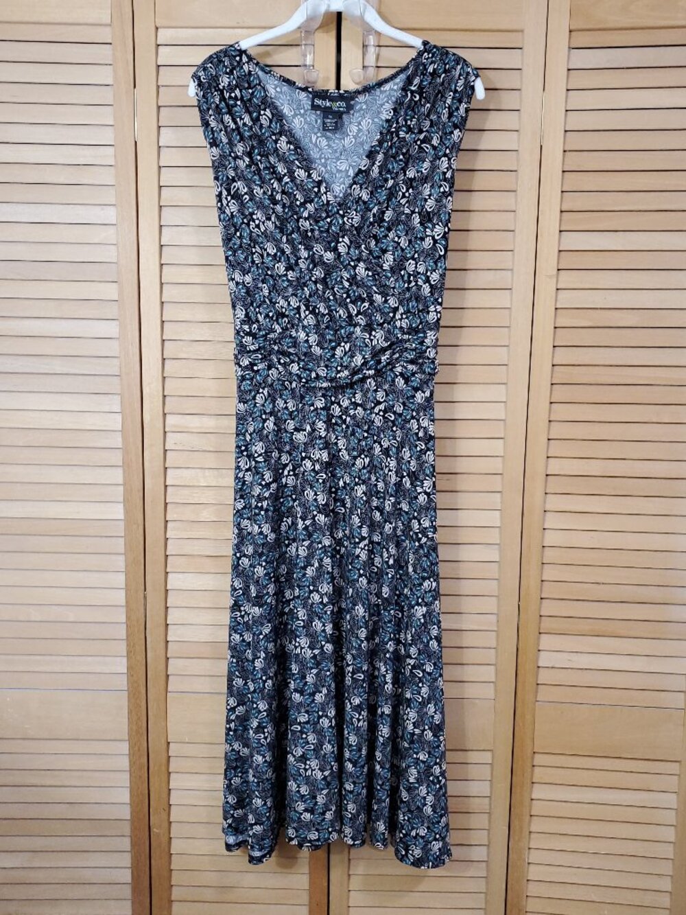 Style & Co Woman Black Print Sleeveless Midi Dress 1X